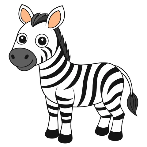 AI,JPG Cute Cartoon Zebra Character Illustration