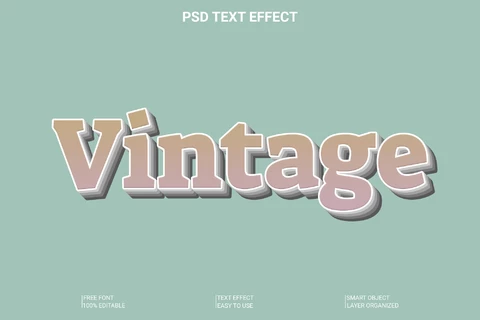 PSD Efeito de estilo de fonte vintage pastel 3d