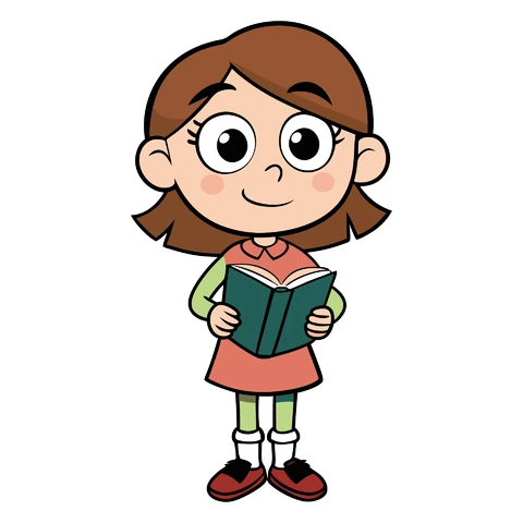 AI,JPG Cartoon Character Reading Illustration