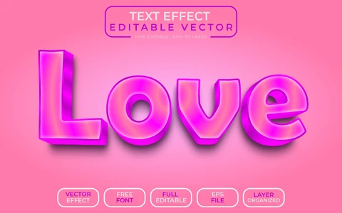 AI,EPS Efecto de texto Love
