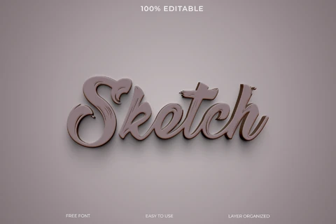 PSD Efeito de estilo de texto de esboço
