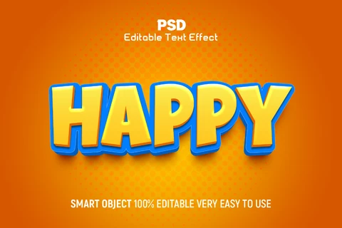 PSD Happy Sunny Cartoon 3D Text Effect