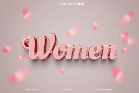 PSD Efeito de estilo de texto feminino