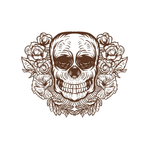 EPS,JPG Vintage Skull with Floral Elements