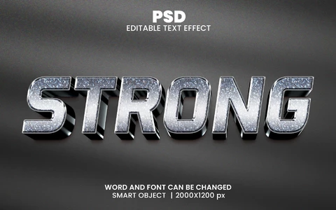 PSD Fuerte efecto de texto 3D