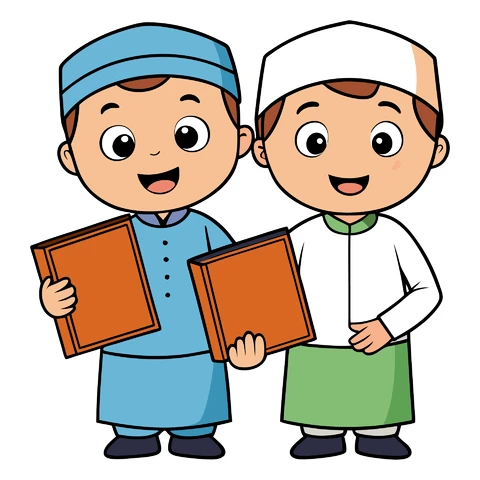AI,JPG Cartoon Characters with Books Illustration