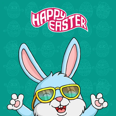 EPS,JPG Cartoon Style Easter Bunny Illustration