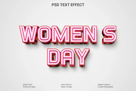 PSD Womens Day Retro 3D Font Style Effect