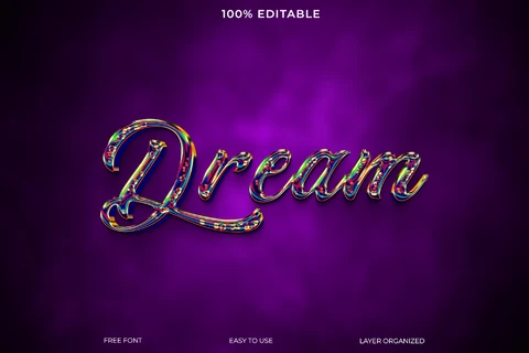 PSD Efecto de texto de estilo de fuente líquida cromática Dream