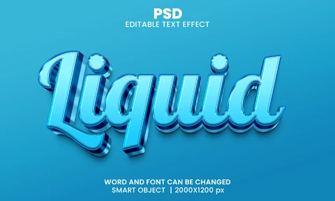 PSD Efeito de texto 3d de cristal líquido