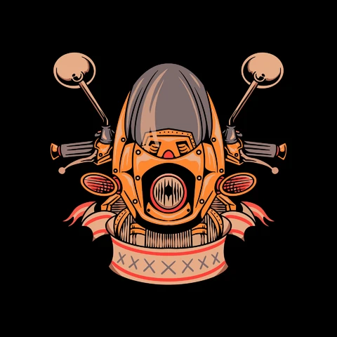 EPS,AI,JPG Kask motocyklowy w stylu retro