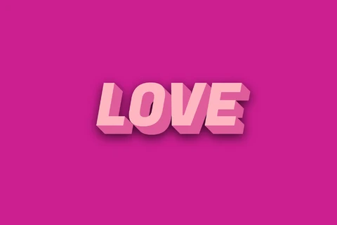 AI,EPS Texto 3d de amor moderno rosa