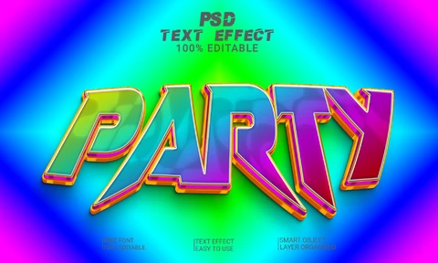PSD Fiesta en los ochenta estilo de fuente efecto
