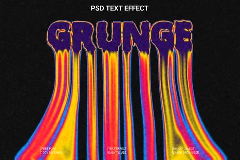 PSD Grunge Leaking Acid Font Style Effect