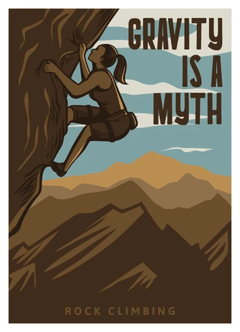EPS,JPG Vintage Style Rock Climbing Poster