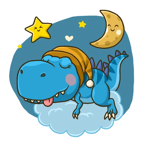 EPS,JPG Cute Cartoon Dinosaur Sleeping On Cloud
