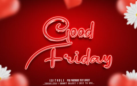 PSD Good friday efecto texto rojo brillante