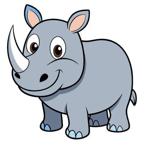 AI,JPG Cartoon Style Cute Rhino Illustration
