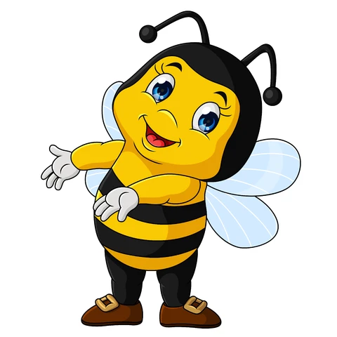 EPS,JPG Personagem de abelha amigável em estilo cartoon