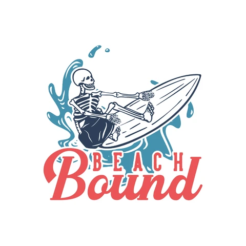 EPS,JPG Vintage Surfing Skeleton Illustration