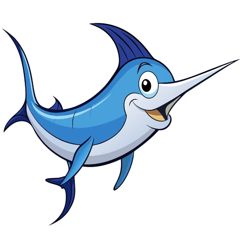 AI,JPG Cartoon Style Happy Swordfish Illustration