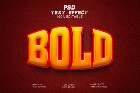 PSD Negrita convexa 3d estilo de fuente efecto