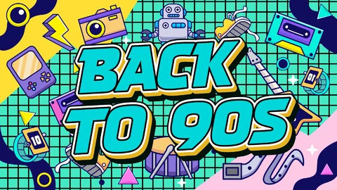 EPS,AI Effet de texte nostalgique "Retour aux années 90