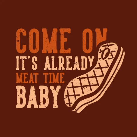 EPS,JPG Vintage Retro Meat Time Graphic