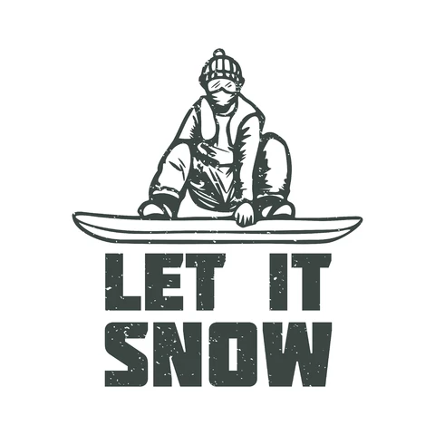 EPS,JPG Ilustración temática de snowboard de estilo vintage