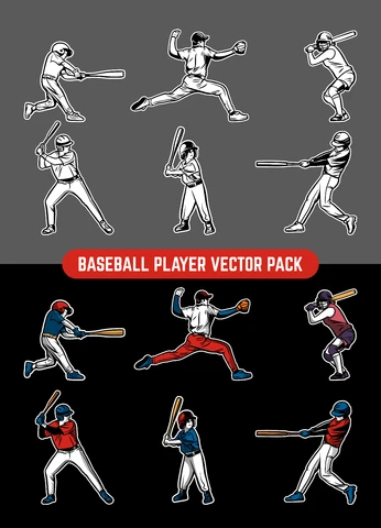 EPS,JPG Coleção de ilustrações de jogadores de beisebol