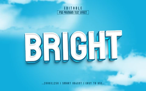 PSD Ciel blanc lumineux, nuages, effet de texte 3D