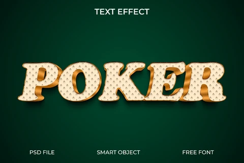 PSD 3d retro poker efecto de texto