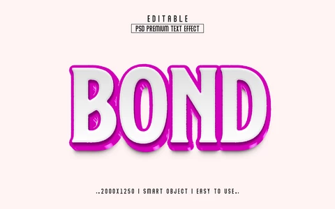 PSD Bond rosa 3d efecto de texto