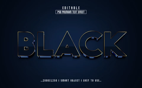 PSD Black Indigo Shadow 3D Text Effect