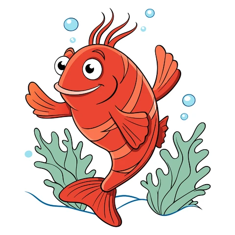 AI,JPG Cartoon Style Playful Fish Illustration