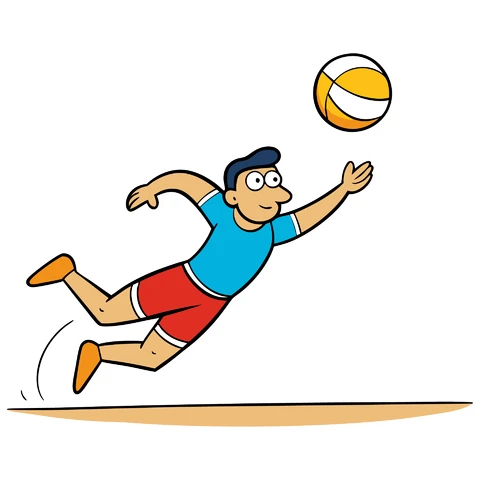 AI,JPG Ilustración de jugadora de voleibol en estilo cartoon