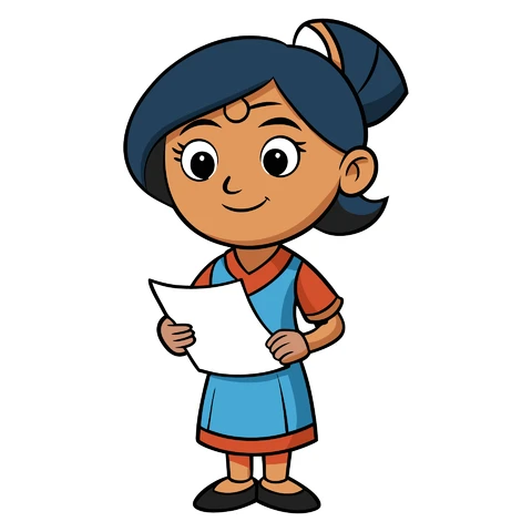 AI,JPG Cartoon Character Holding Paper Illustration
