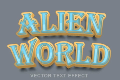 EPS Efeito de estilo de fonte 3d do mundo alienígena