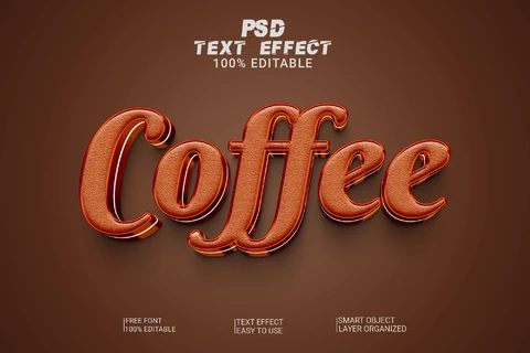 PSD Brown Coffee Layer Cake 3D Text Effect