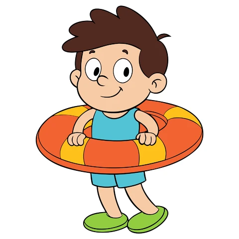 AI,JPG Cartoon Character with Lifebuoy Illustration