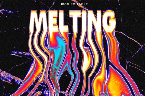 PSD Melting Psychedelic Colorful Acid Font Style Text Effect