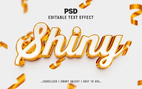 PSD Shiny White and Golden Party 3D Text Effect