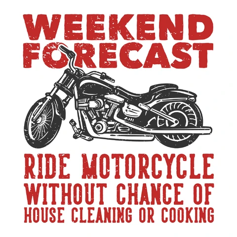 EPS,JPG Vintage-Motorrad-Wochenendvorhersage-Design