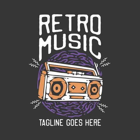 EPS,JPG Retro Music Illustration with Boombox