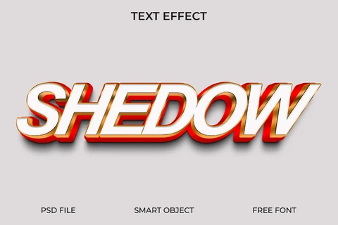 PSD 3d sombra estilo de texto con el contorno