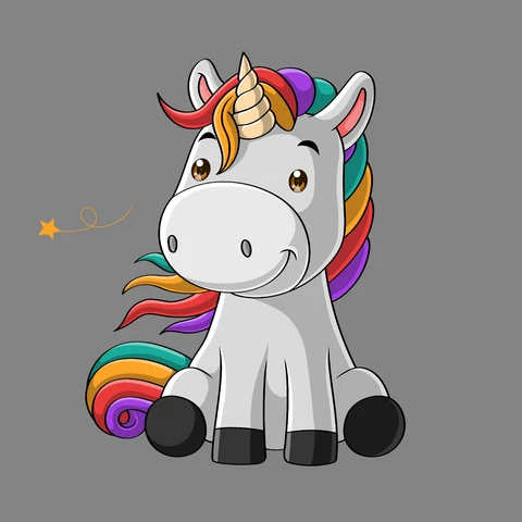 EPS,JPG Ilustración de unicornio de dibujos animados