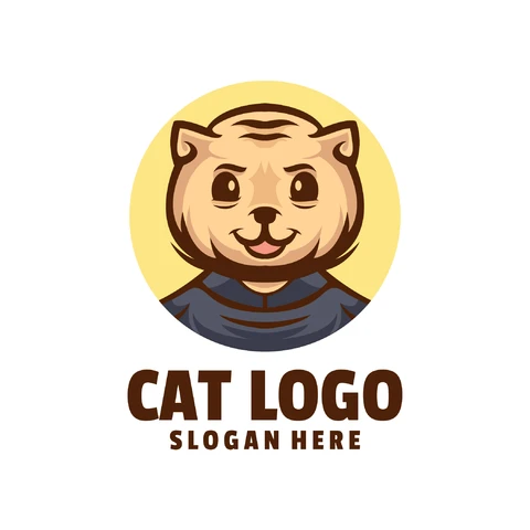 EPS,JPG Design de logotipo de gato em estilo cartoon