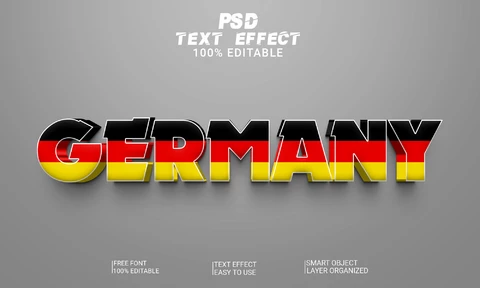 PSD Almanya bayrağı 3d yazı tipi stili efekti