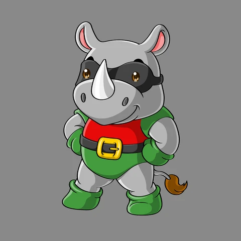 EPS,JPG Cartoon Superhero Rhino Character Illustration