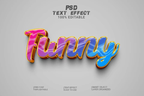 PSD Funny Shiny 3D Font Style Effect